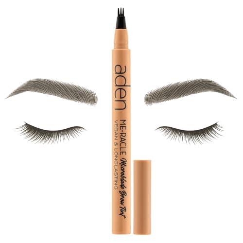 aden Microblading Eyebrow Pen - Waterproof eyebrow pencils for women - Long-Lasting Black eyebrow pencil -Triple Stroke Tip- Microblading Tint for Natural Looking Brows - eye brow pencil Made in Italy