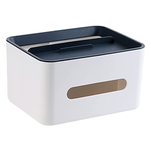 Zasjon Caja de Pañuelos, Portapañuelos de Papel Caja Rectangular, Multifunción Mando a Distancia Soporte de pañuelos Plástico, Organizador para la Decoracion del Hogar de Oficina baño, (Azul) Cover