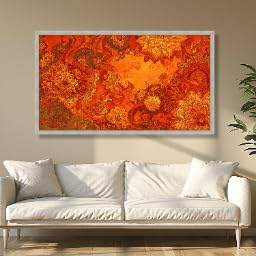 Toile décorative orange prête à accrocher avec cadre intérieur 55x110