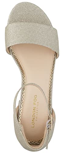 Image of LONDON FOG Women's Nikki Low Two Piece Block Heel Dress Shoe Ladies Ankle Strap Pump Sandal