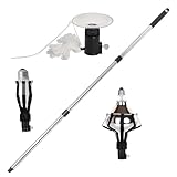 KOKOWOO 12FT Light Bulb Changer for High Ceilings and Recessed Lights，Extending Light Bulb Changing Pole with Baskets and Suction Cup, High Reach Light Bulb Changer Removal Tool for Household, black
