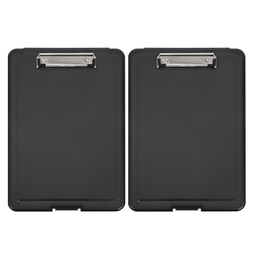 Boîte de rangement documents x2 avec planchette à pince intégrée pour l'organisation de bureau