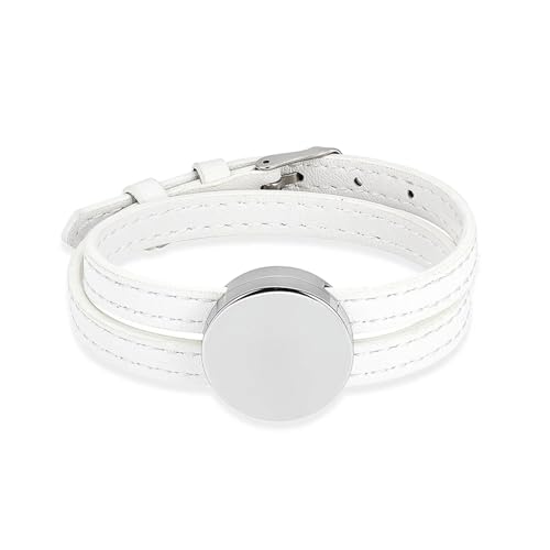 Bracelet crémation cendres en acier et cuir bleu réglable