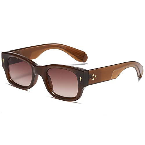Lunettes de soleil carrées vintage pour hommes et femmes grand modèle marron