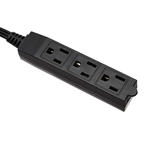 Amazon Basics 8-Foot 3-Prong Flat Plug Grounded Indoor Extension Cord With 3 Outlets - 13 Amps, 1625 Watts, 125 Vac - Black #TOP1