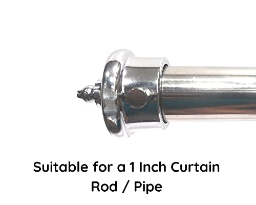 Image of FAPBADRI Simple Curtain End Caps /Finials for a 1 inch Pipe /Rod, Colour - Silver Glossy Pointed Design, 4 Pieces