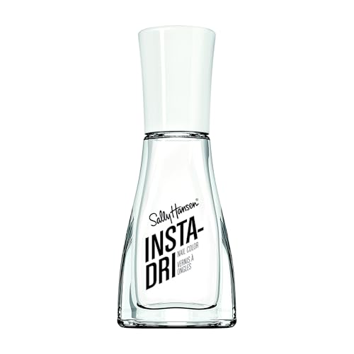 Sally Hansen Insta-Dri Nail Polish White On Time 60 Seconds Quick Drying Long Lasting Streak Free Shiny Finish 3-in-1 Formula Built in Base and Top Coat 9.17ml