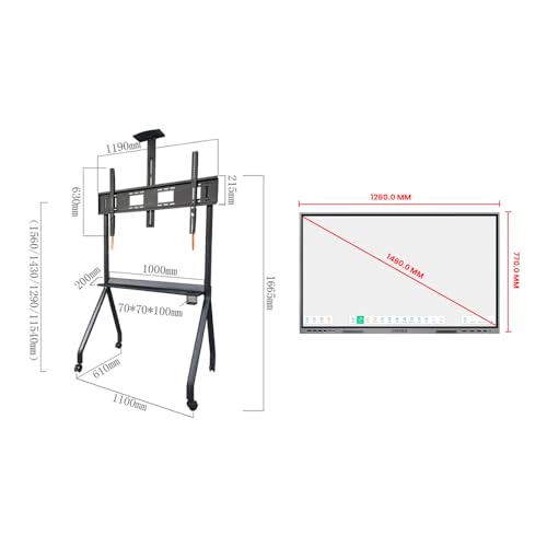 Image of Cornea 55 Inches 4K UHD Touch Screen LED TV UltraTouch Display Interactive Flat Panel with Monitor 3840x2160 Pixels 8GB 128GB with Display Stand Heavy Duty Adjustment Floor TV Trolley with Brackets.