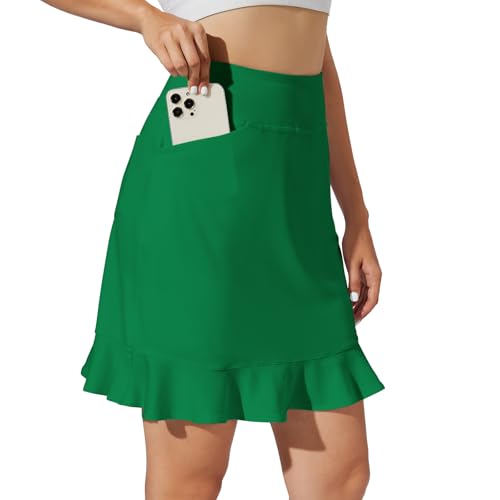 La Mejor Selección de Ropa de Hockey sobre hierba los 5 mejores. 46 M MOTEEPI - Falda de tenis de 50 cm para mujer, con bolsillos, estilo casual, con volantes, dobladillo de tenis, cintura alta, faldas atléticas de golf, Verde hierba, Large
