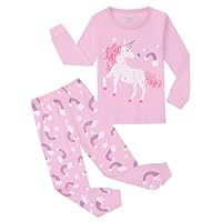 Codkkre Girls Pyjamas Unicorn Pjs Sleepwear Long Sleeve Cotton Christmas Pyjamas Outfit for Kids 2pcs, Pink/Unicorn, 3-4 years