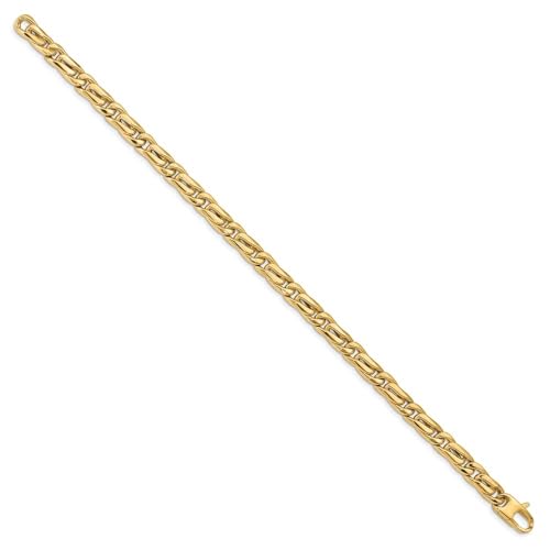 14K Yellow Gold Men's Polished Link Chain Bracelet for Men 8.5"", AFJ-QG-LF1328-8.5-MP4