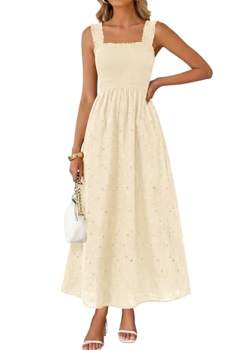 Image of KIRUNDO Summer Lace Dress for Women Eyelet Maxi Sundress