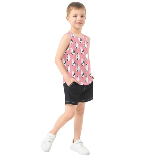 Baby Boys Sleeveless Tank Top Cute Cat Toddler Athletic Vest 3-10T4
