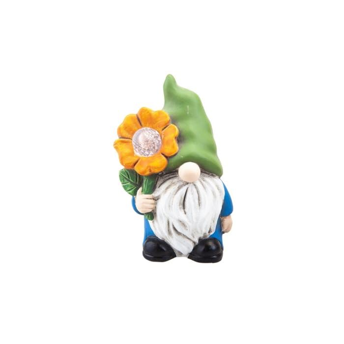 JMS we create smile - 1 x Orange Flower Gonks/Gnomes/Norms Solar Flower light for Garden, Decking, Patio, Window Decoration
