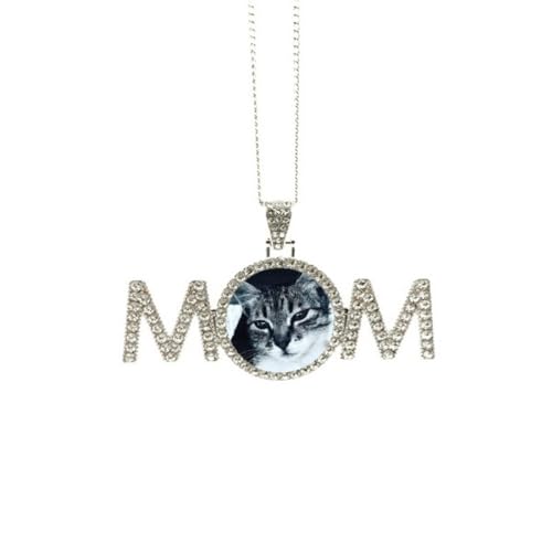 Collier photo de chat gris personnalisé pour maman et grand-mère
