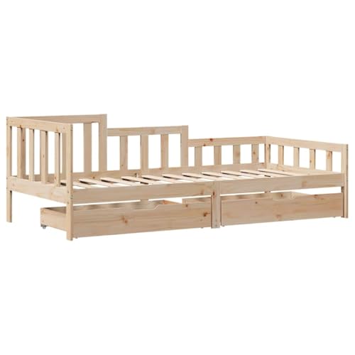vidaXL Sofá Cama con cajones Madera Maciza de Pino 90x200 cm