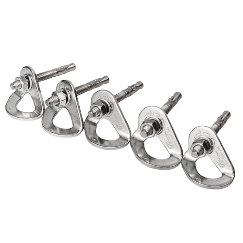 Image of 35kN UIAA Certified Heavy Duty Stainless Steel Climbing Bolt Hangers & Expansion Bolts Set, M10, Silver, 5pc