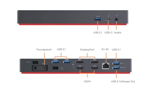 Lenovo-ThinkPad-Thunderbolt-3-Dock-Gen-2-US-40AN0135US-135W-Adapter-Bundle-Thunderbolt-Cable-HDMI-Cable-DisplayPort-Cable-Microfiber-Cloth