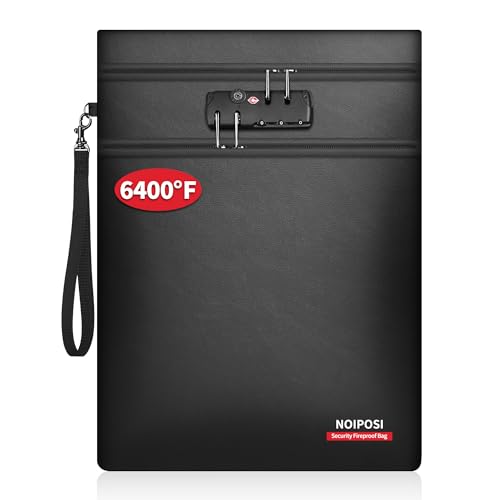 Noiposi Fireproof Document Bag with Lock and Compartments
