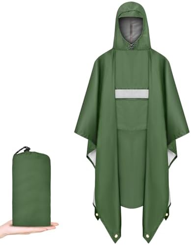 Vicloon Poncho de Lluvia Impermeable, Chubasquero con Capucha par...