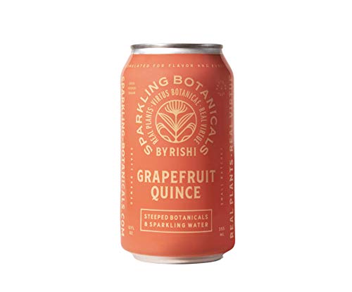 Rishi Tea Grapefruit Quince Sparkling Botanicals Sparkling Water - Organic, Unsweetened, Zero Added Sugar, Caffeine Free, Real Plants, Virtus Botanicals - 12 oz (Pack of 12)