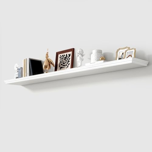 Image of 71 Inch Floating Shelves for Wall, 9.3 inchD Crown Molding Wood Display Shelf