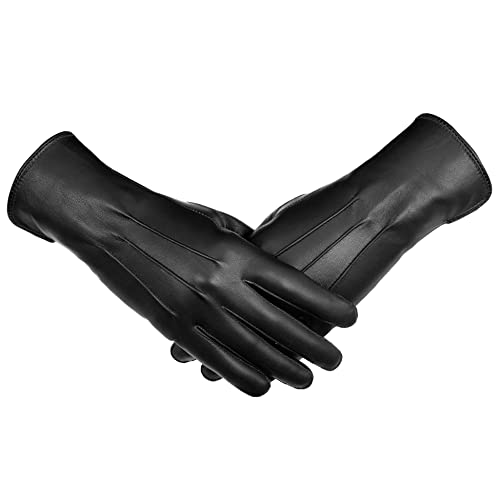 Genuine Leather Unlined Women Dress Gloves With Beautiful Standard Length (Black, Medium)