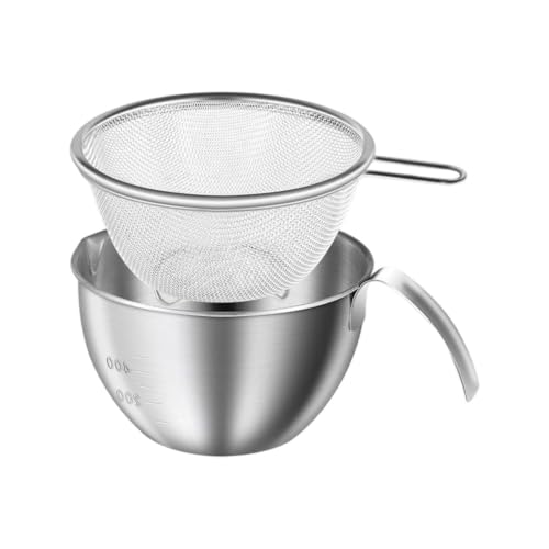 Stainless Steel Colander, 0.4 QT Easy to Clean Compact Versatile Stainless Steel Strainer with Mixing Bowl and Sturdy Handle,Lightweight Dishwasher Safe Colander Set for Fruits Vegetables - image 1