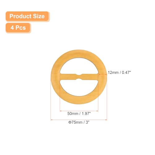Image of uxcell 4 Pcs T-Shirt Clips, 75mm Wood Scarf Ring Clip Round Tie Circle Clip Buckle Fashion Clothes Corner Knotted Button for Women's Silk Clothing Decoration, Yellow