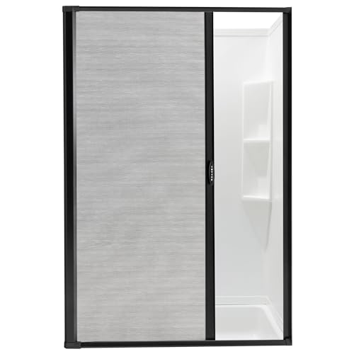 RecPro RV Retractable Rolling Shower Door Replacement | Woven Mesh with Vinyl (Black, 48' x 67')