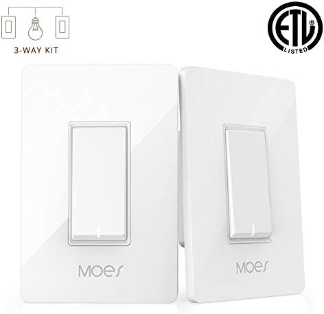3 Way WiFi Smart Wall Light Switch Wireless Remote APP Control From Anywhere Compatible with Alexa and Google Home Timer Function No Hub Require (3-Way Smart Switch Kit (2 Pieces))