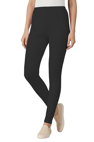 Image of Women's Cotton Lycra Ankle Length Leggings | Regular Rise, Soft 4 Way Stretch Fabric | Casual & Ethnic Wear