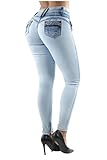Women's Plus Size Colombian Design Butt Lift Push Up Mid Waist Skinny Jeans in Light Blue Denim Size 20 (2967)