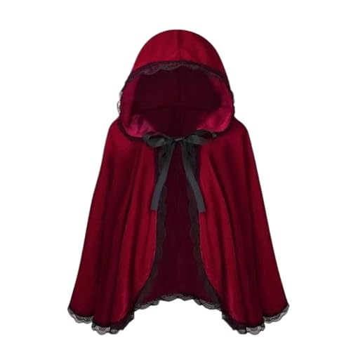 Capa de terciopelo de Caperucita Roja con ribete de encaje, dulce y juguetón, moda para niños, disfraz de Halloween, disfraz de fiesta