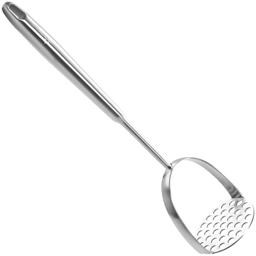 Potato Masher Stainless Steel - Mashed Potato Masher Kitchen Utensil，Potato Smasher For Potatoes, Bean, Vegetable & Fruits，Pet Food, Heavy Duty Metal Avocados Smasher Tool, Dishwasher Safe, 14 Inch
