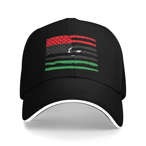 Réglable Sport Casquette Libye Libyens Drapeau Américain Casquette Trucker Classique Golf Casquettes pour Running, Homme, Femme