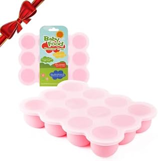Samuelworld Baby Food Storage Container, 12x74ml - 12 Portions Freezer Food Tray with Lid - BPA Free - Perfect for Homemade Baby Food, Breast Milk Storage, Vegetable & Fruit Purees - Pink