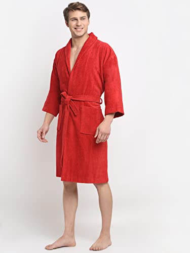Image of CREEVA Luxury 100% Cotton Bathrobe for Men & Women | Super Soft Velour | Shawl Collar | Highly Absorbent | Ideal for Spa, Shower, Gym, Travel & Gifting