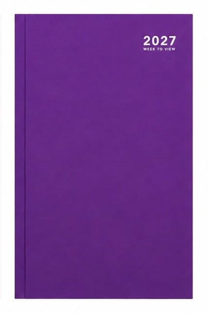 2027 A4 Pastel Week To View Diary - WTV Bright Coloured Diaries - Full Year Hardback Casebound Planner - for Home Office School & Work (Purple 2027)