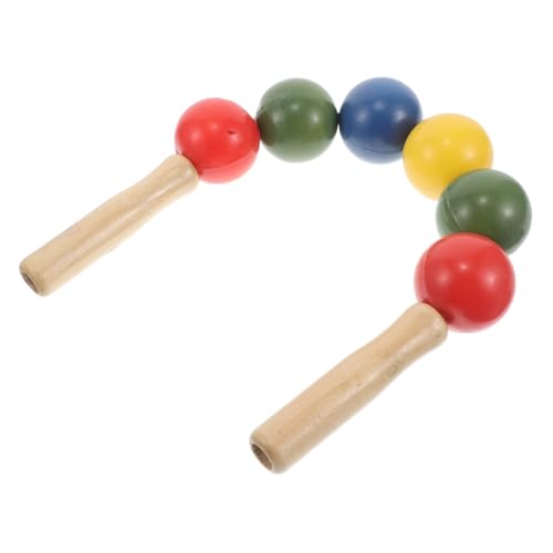 KOMBIUDA Sensory Integration Training Ball for Boys and Girls Wooden Handle Puller Toy for Arm Exercises Play