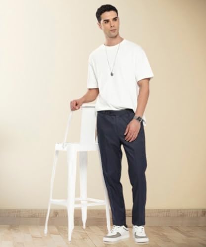 Image of MALENO Slim Fit Ankle Length Cotton Lycra Blend Formal Trouser for Men | Stretchable Ankle Length Formal Pant for Men