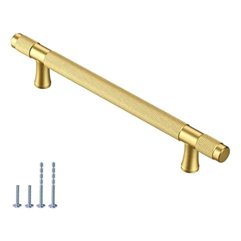 AITITAN 10 Pack Gold Cabinet Pulls Knurled Gold Drawer Pulls - 7.5 Inch Hole Centers Brass Cabinet pulls Gold Handles for Cabinets, Dresser Handles and Cupboard Handles Cover