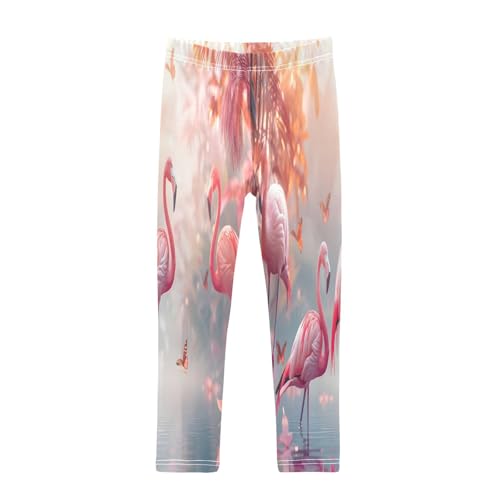 Bolaz Toddler Girls Leggings Printed Yoga Pants Leggings Cartoon of Pink Flamingos for Kids