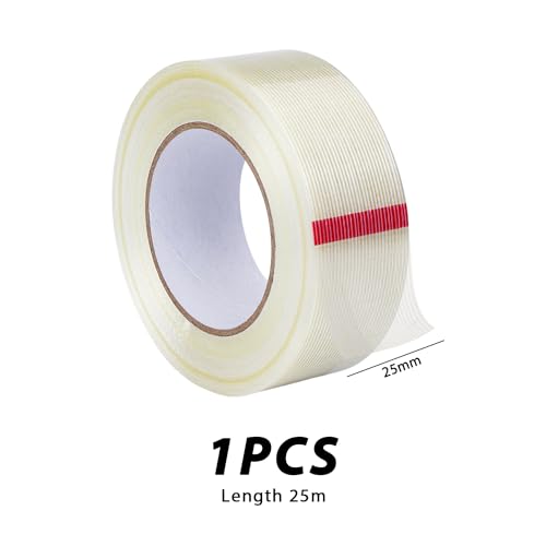 COACOM 1 Rolle Gestreiftes Hochviskoses Faserband, 25 m X 25 mm, Robustes, Wasserfestes Klebeband, Geeignet Für Verdeckte Reparaturen Im Innen- und Außenbereich, Heimwerken und Kunsthandwerk