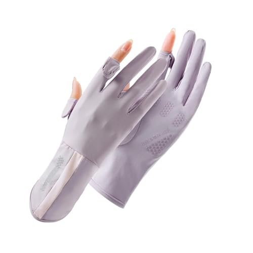 SUJAYU UV Protection Gloves Driving Gloves Women Sun Protection, Thin Full Finger UV Glove Sun Glove Cycling Glove for Women (Light Purple)