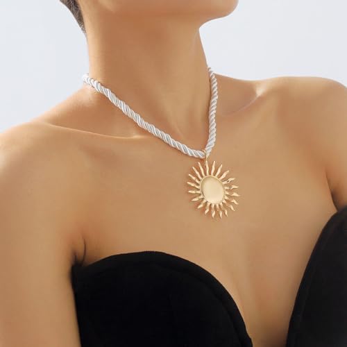 Tgirls Boho Gold Necklace for Women Big Starfish Pendant Necklaces Sun Choker Necklace Chunky Conch Shell Beach Necklace Statement Summer Jewelry4