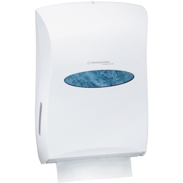 Image of Kimberly-Clark Professional Folded Paper Towel Dispenser, White (09906) | Wall Mounted, Compatible with Universal Folded Paper Towels