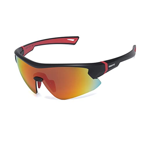 Maivnz Youth Baseball Sunglasses For Boys Girls Kids Age 8-14 Football Sports Sunglasses Uv400 Softball Glasses Shield Lenses (Black Frame Red Revo) #TOP4