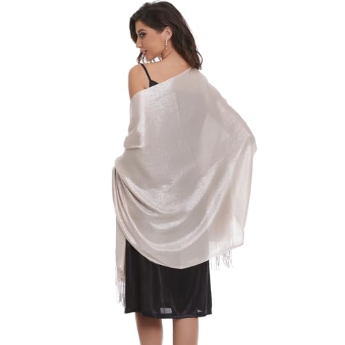 Sparkle Metallic Shawls and Wraps for Evening Dresses Glitter Shimmery Pashmina Scarf for Bride Wedding2