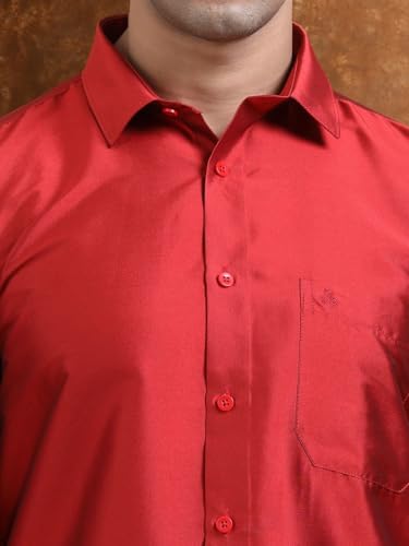 Image of Tattva Men Silk Blend Ethnic Shirt | Traditional South Indian Wear for Wedding, Festivals & Casual Wear